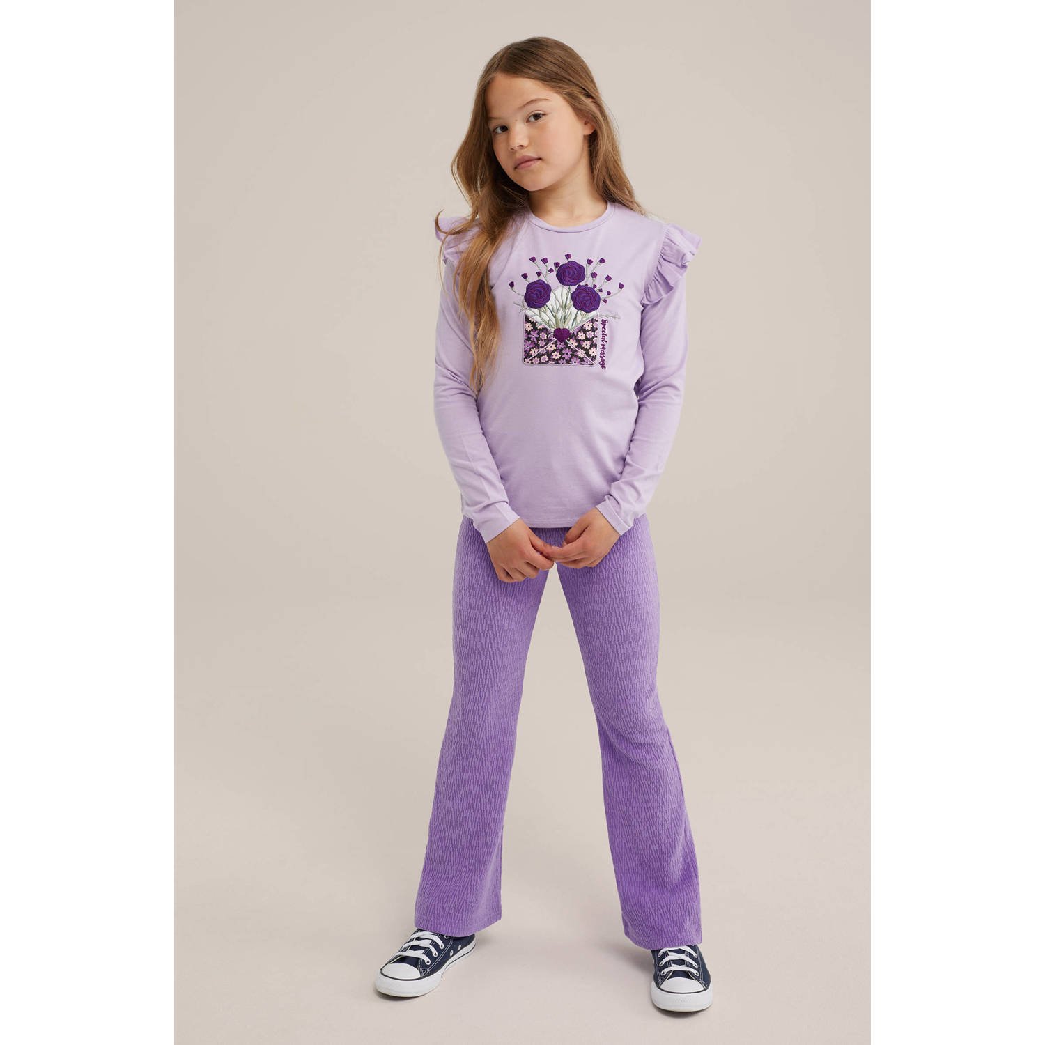 WE Fashion gestreepte longsleeve slate purple