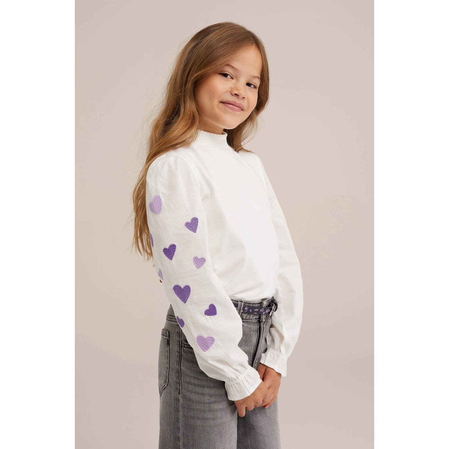 WE Fashion top wit paars lila