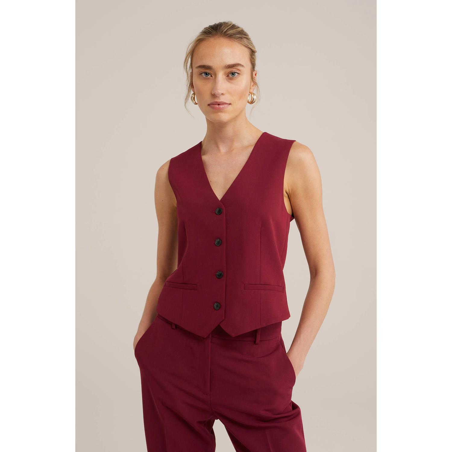 WE Fashion gilet donkerrood