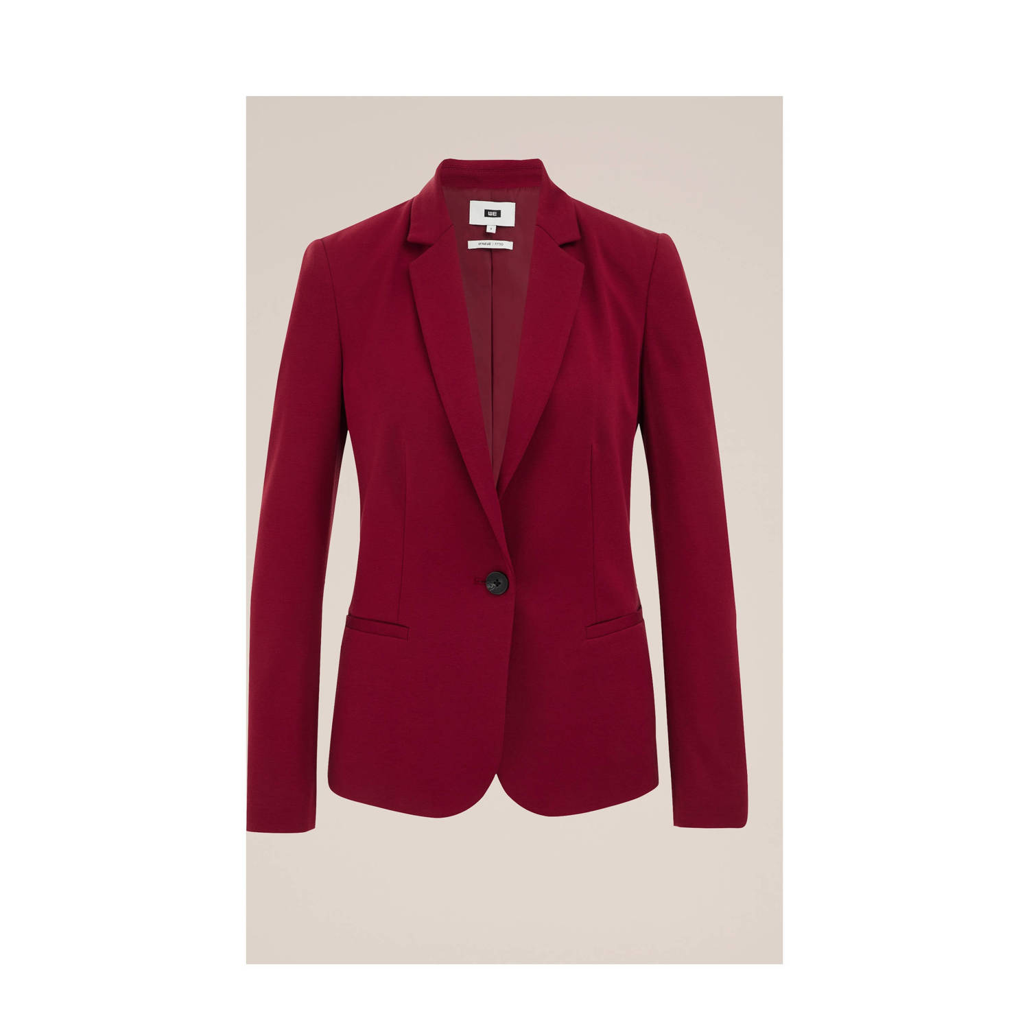 WE Fashion jersey getailleerde blazer Liz donkerrood