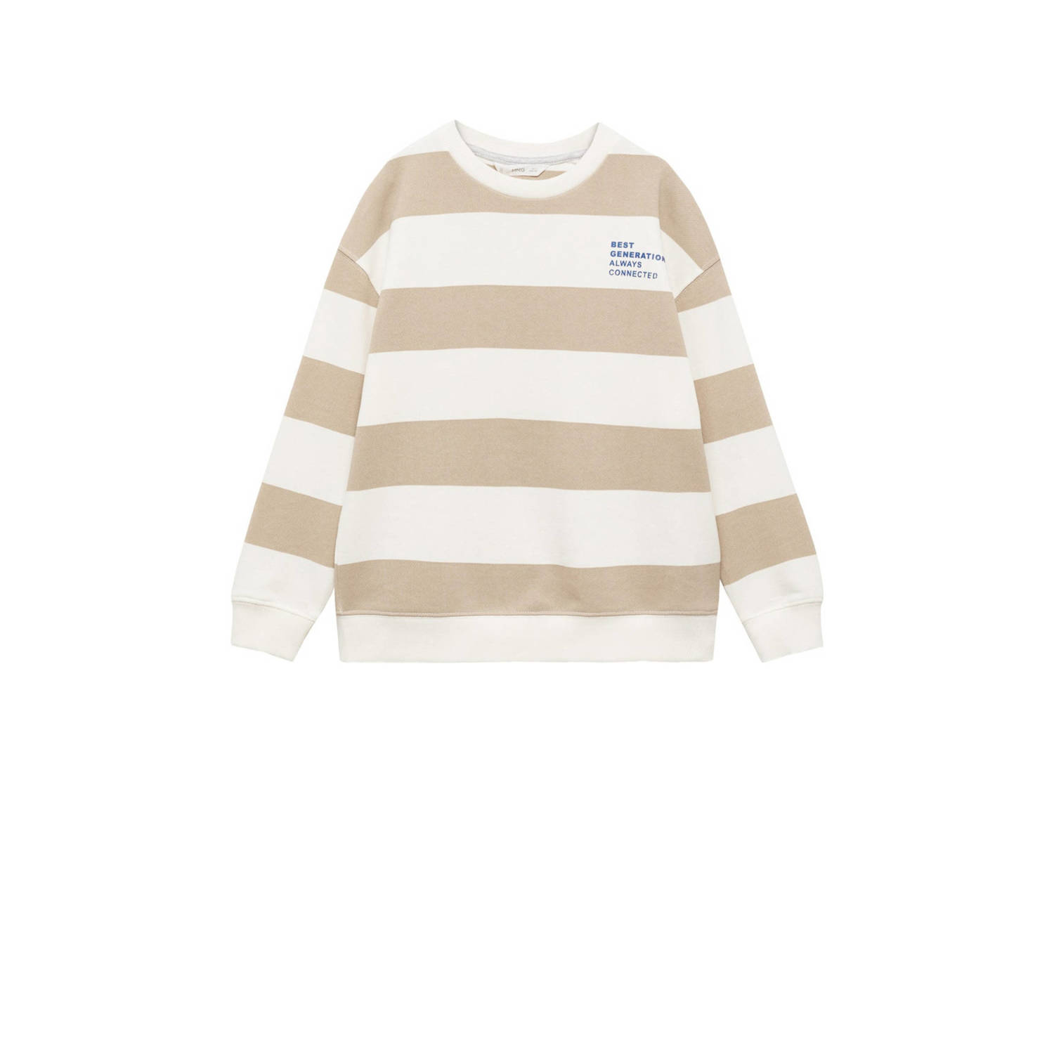 Mango Kids gestreepte sweater pastelbruin Ecru Streep 116