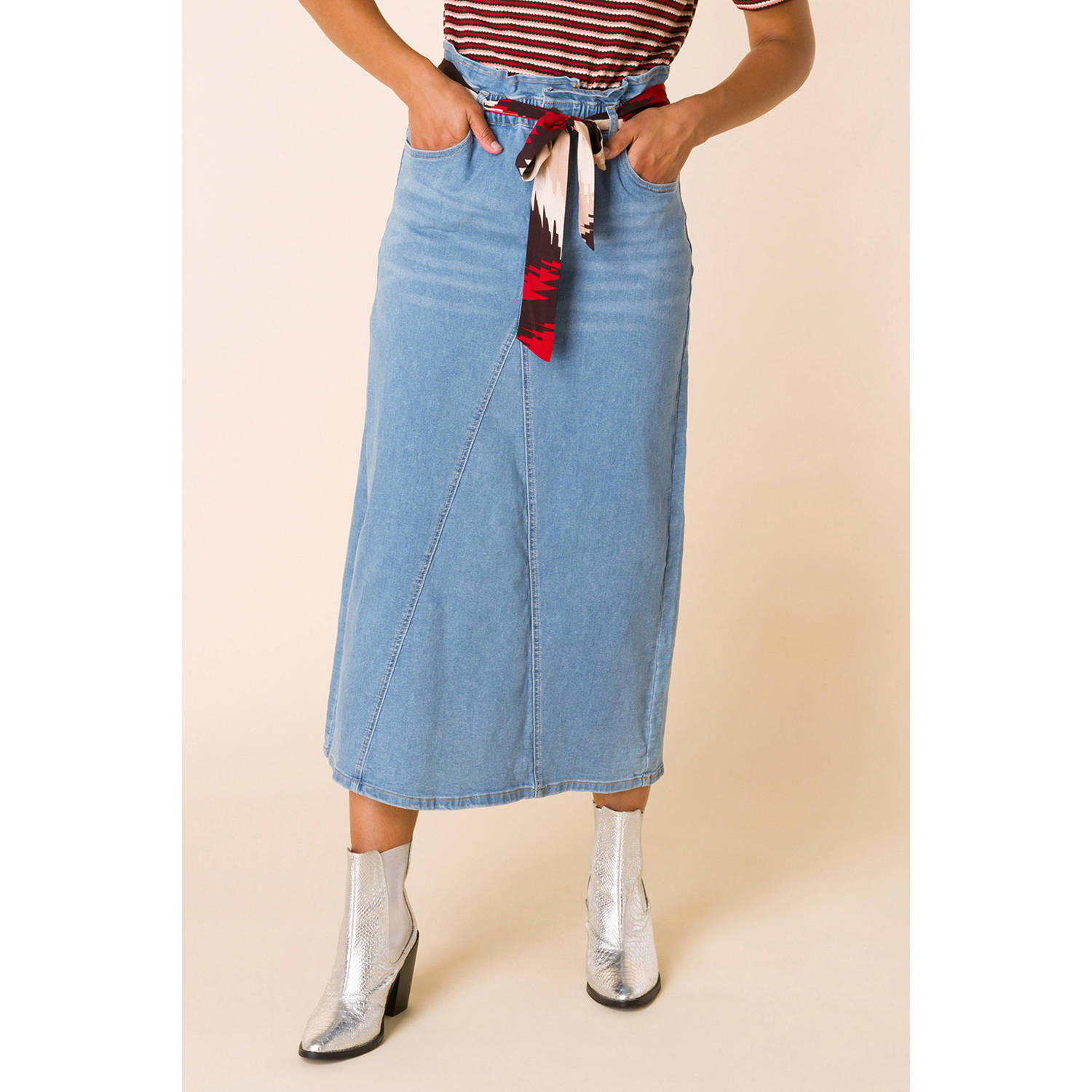 Ivy Beau midi rok medium blue denim