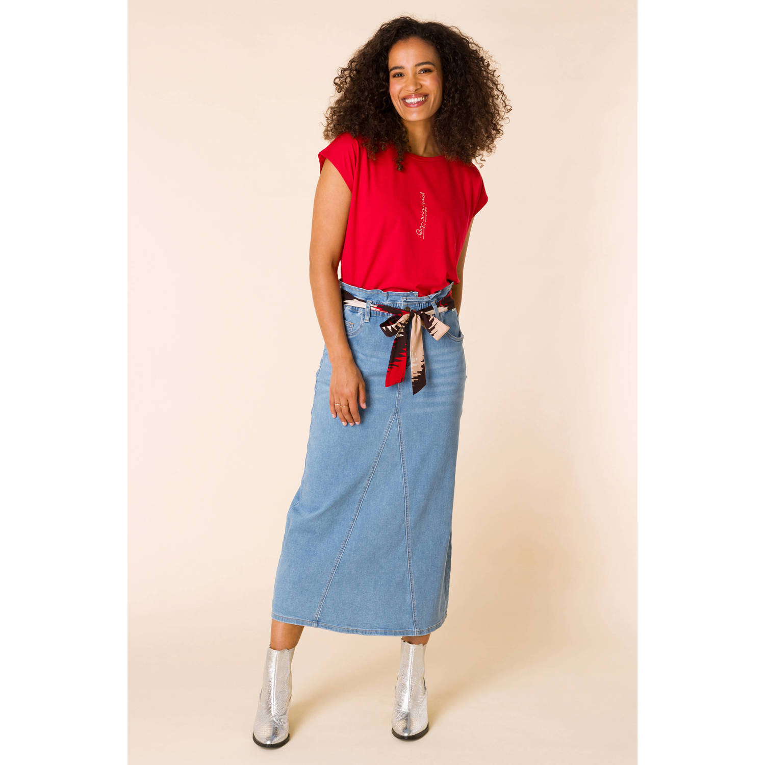 Ivy Beau midi rok medium blue denim