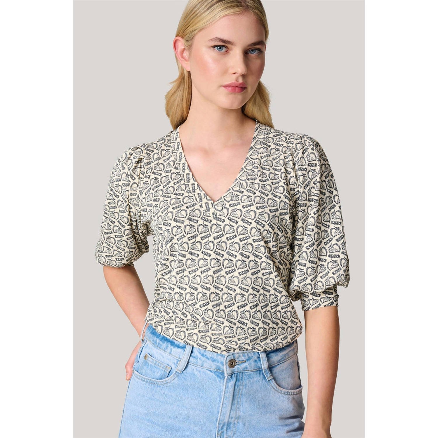 Shoeby T-shirt met all over print ecru