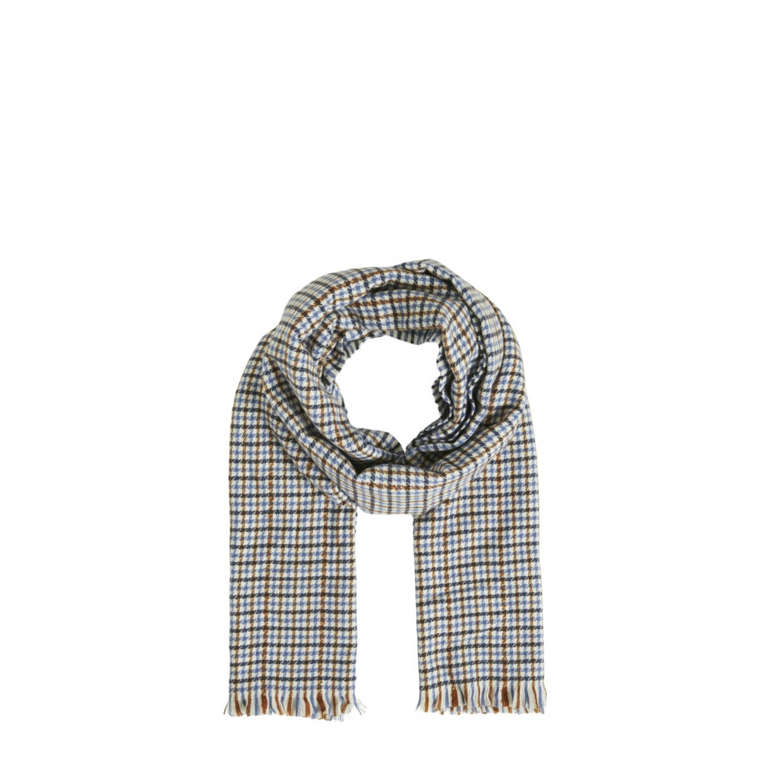 VILA geruite sjaal VISTELLA blauw beige