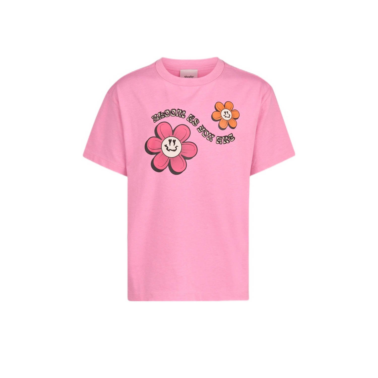 Shoeby T-shirt roze Meisjes Katoen Ronde hals Effen 110 116
