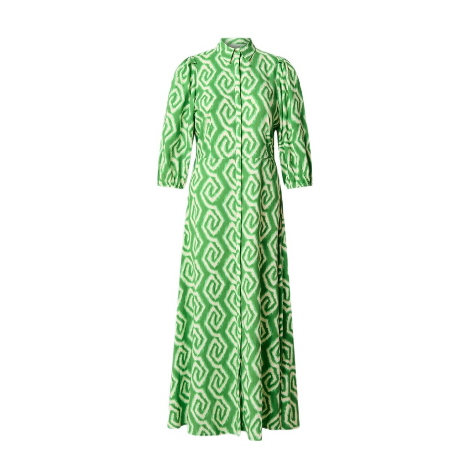 Shoeby maxi jurk met all over print groen ecru