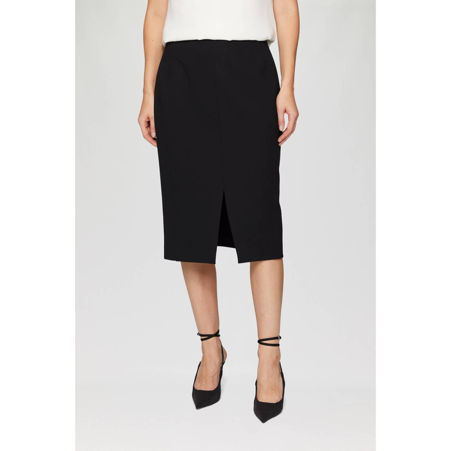 S.Oliver BLACK LABEL Slim fit kokerrok van viscosemix met loopsplit