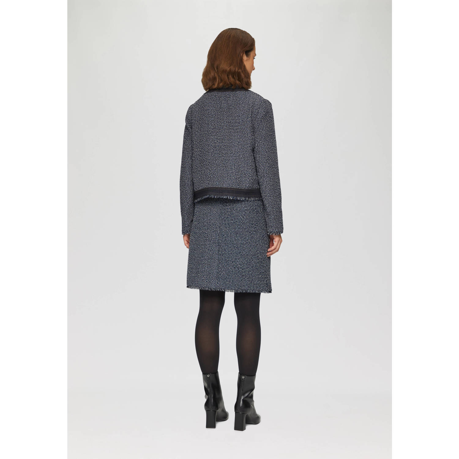 s.Oliver BLACK LABEL jasje met pied de poule print marine