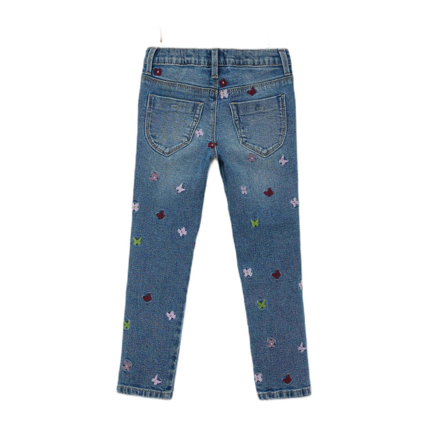 s.Oliver regular fit jeans met all over print en borduursels blauw