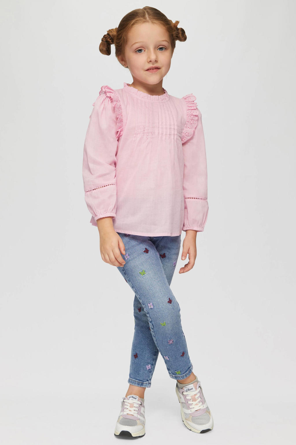 Medium blue denim meisjes s.Oliver regular fit jeans en borduursels