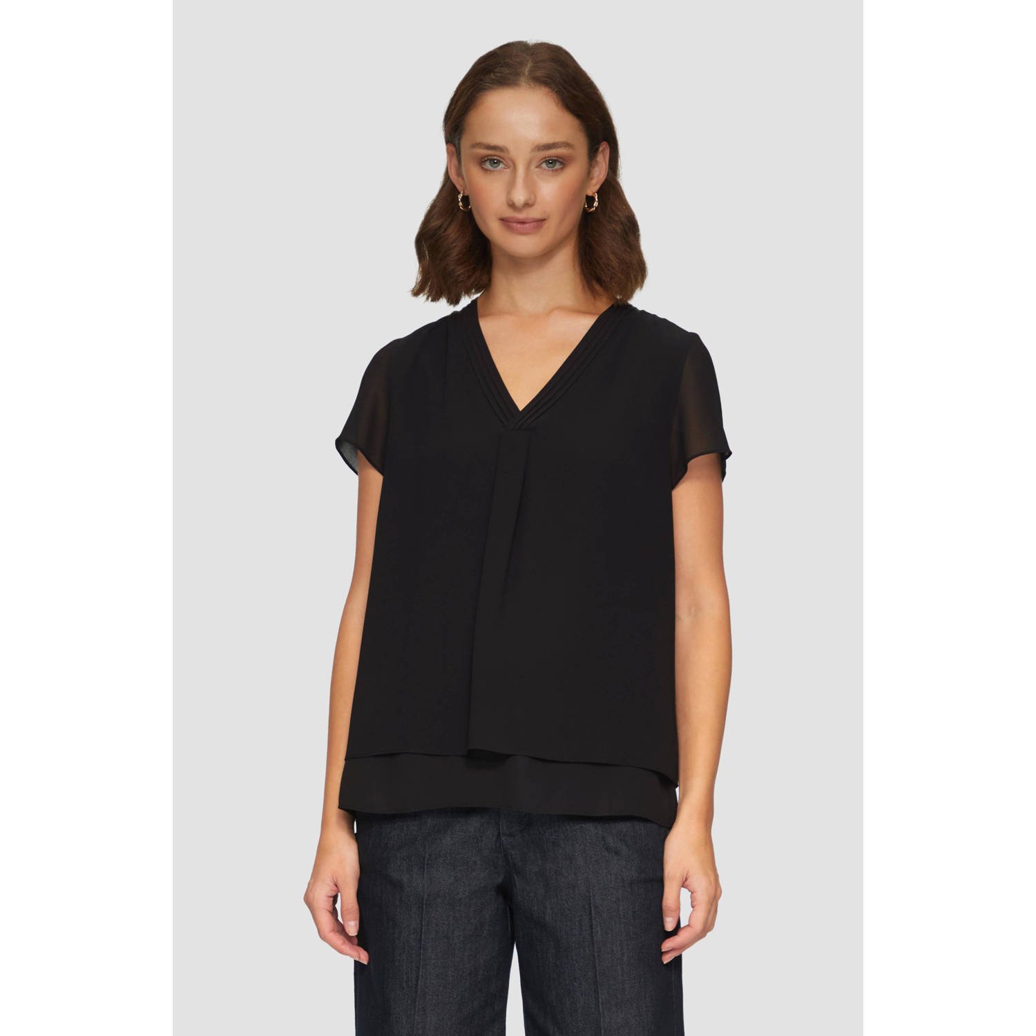 S.Oliver BLACK LABEL Shirtblouse in dubbel-laag-look en met v-halslijn