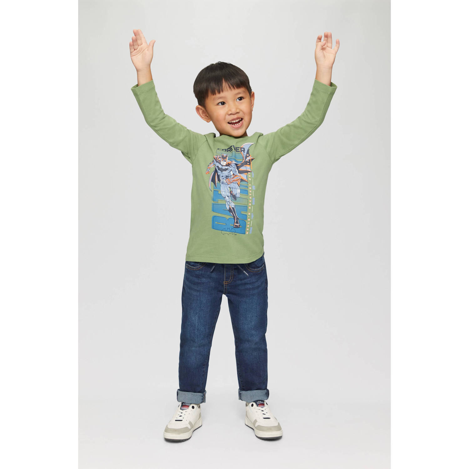 S.Oliver longsleeve met printopdruk groen Jongens Katoen Ronde hals Printopdruk 104 110
