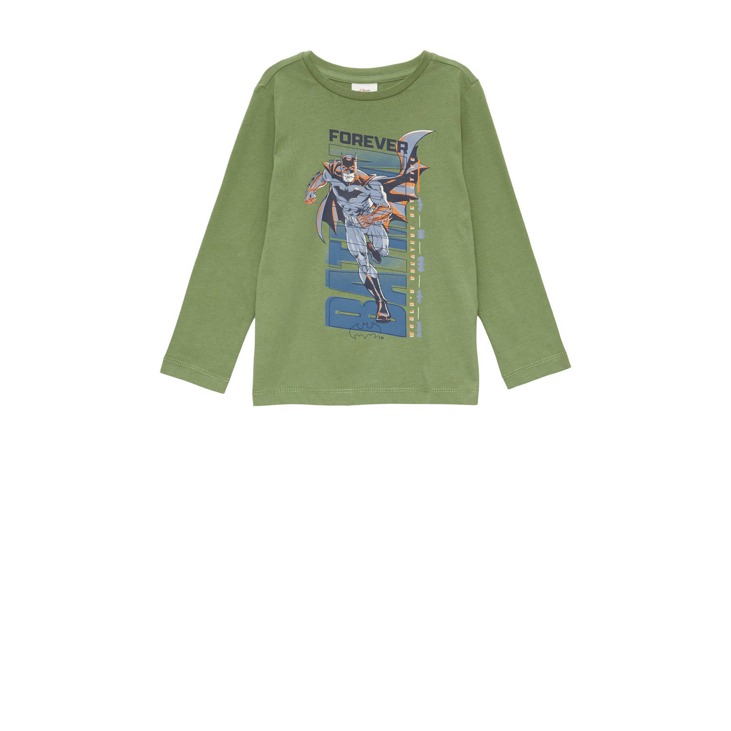 S.Oliver longsleeve met printopdruk groen Jongens Katoen Ronde hals Printopdruk 104 110