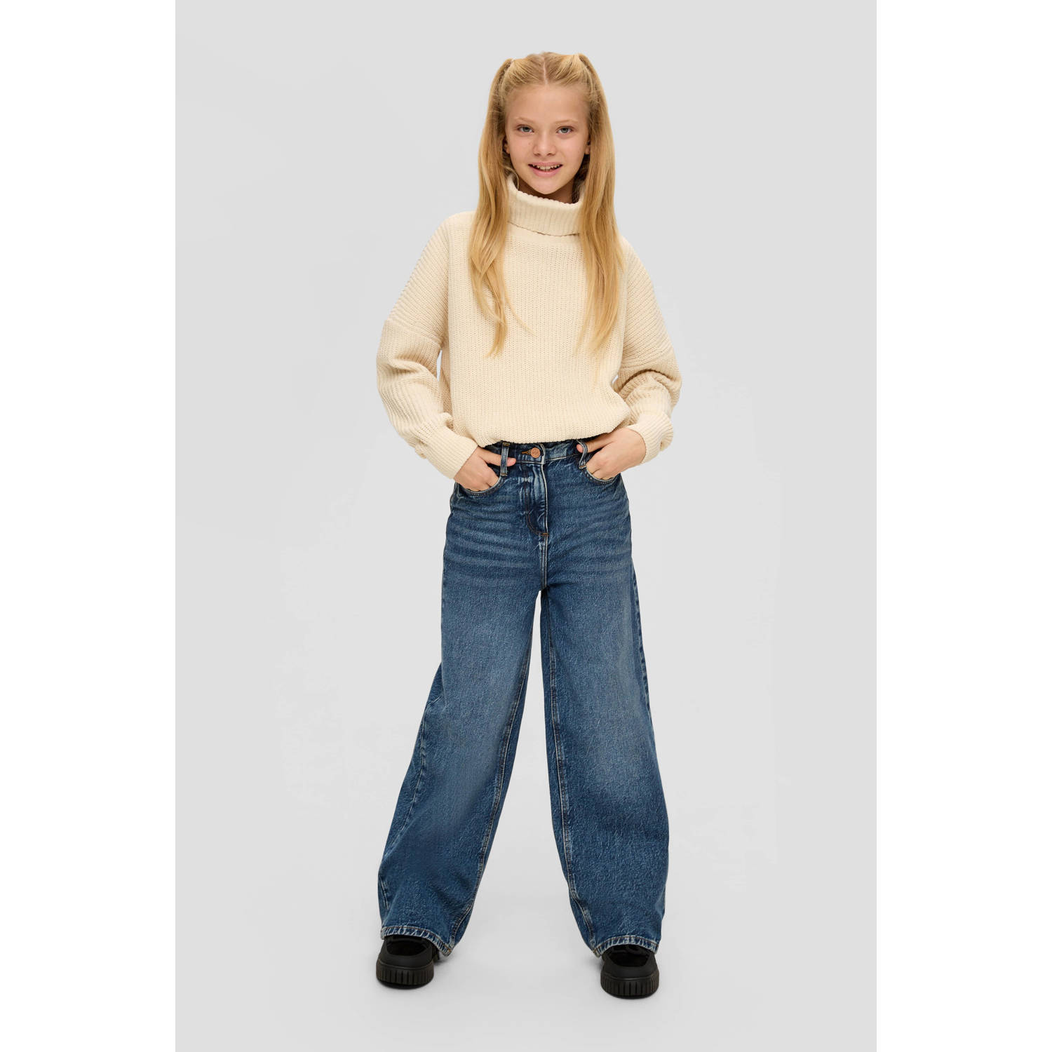 s.Oliver high waist wide leg jeans dark blue denim