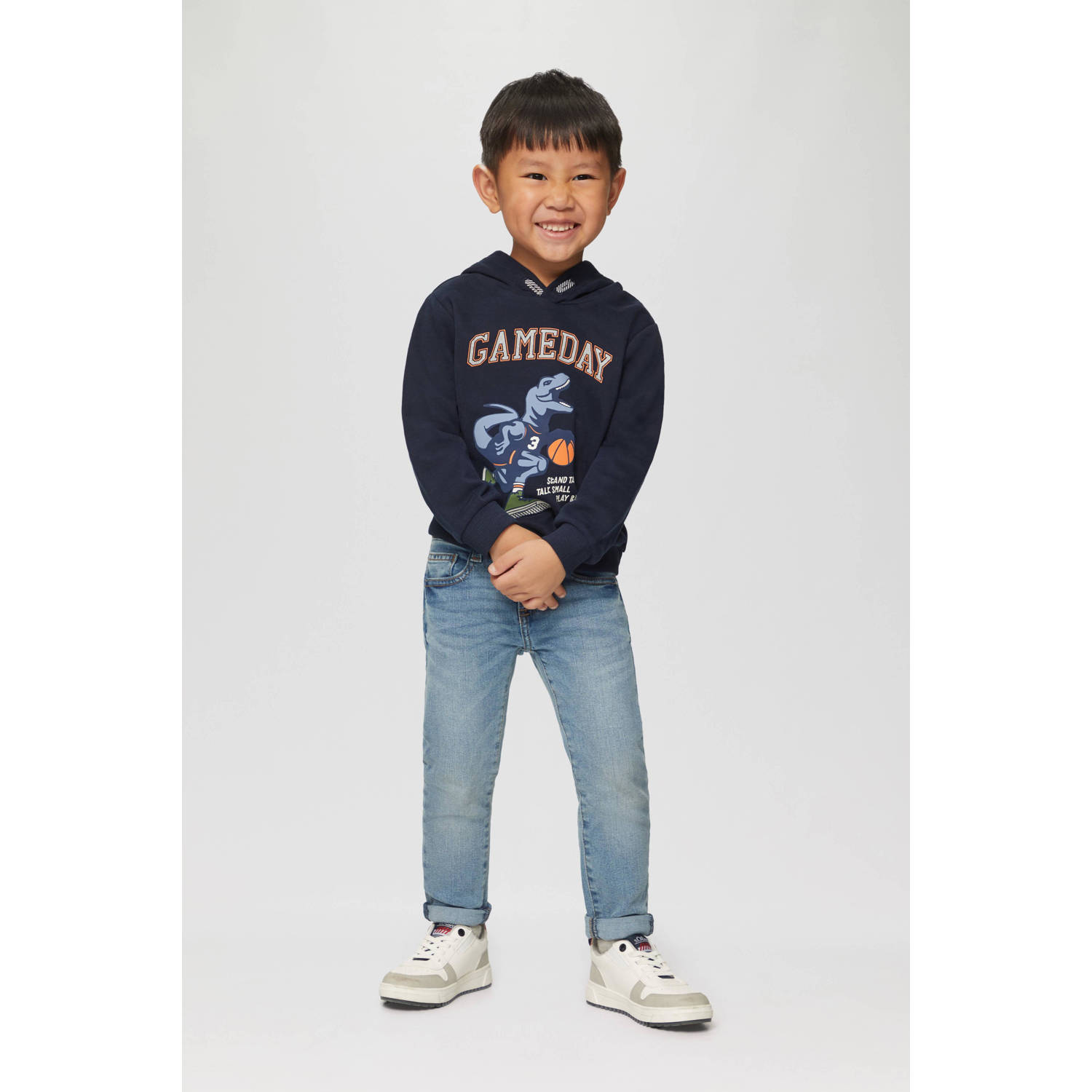 s.Oliver hoodie met printopdruk donkerblauw