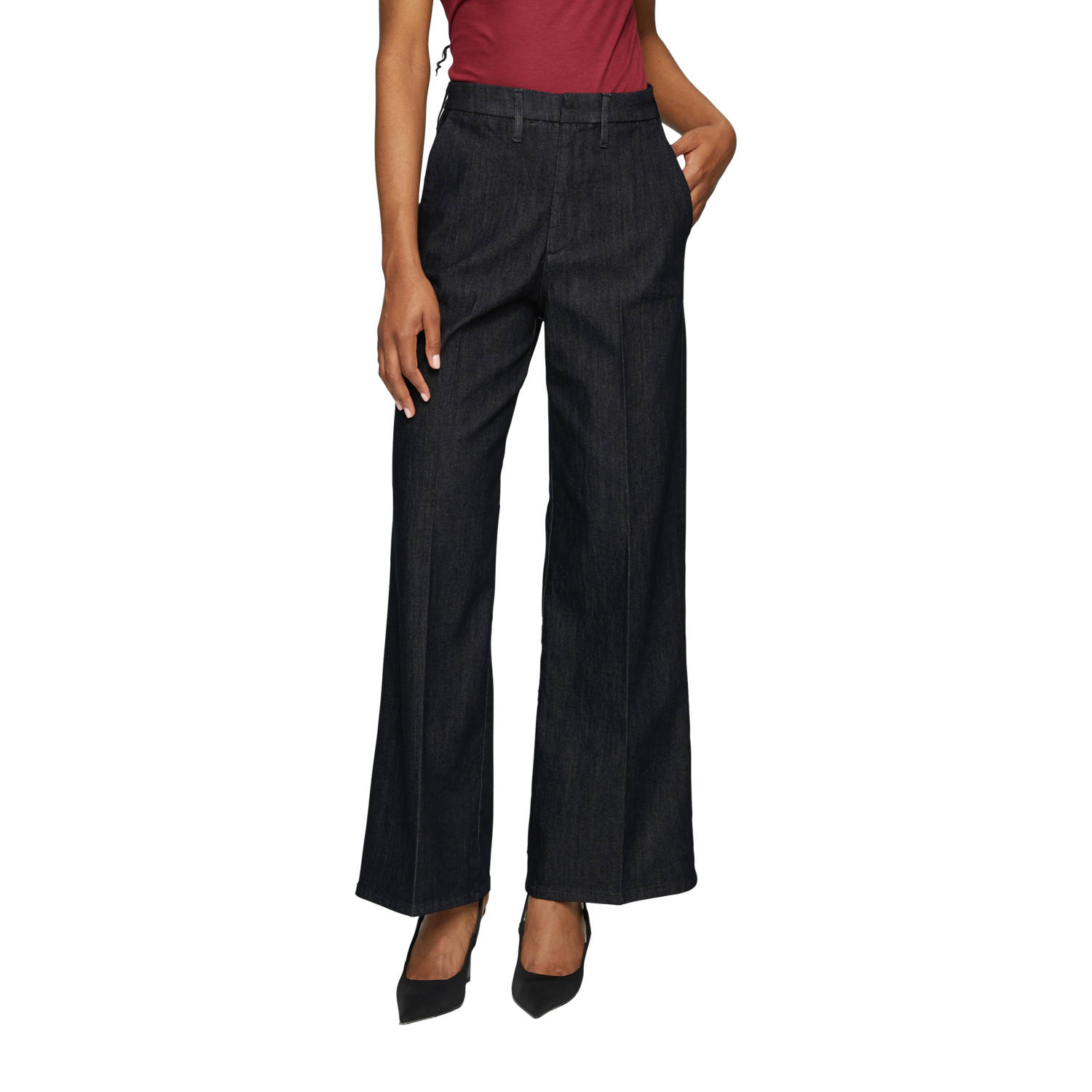 S.Oliver BLACK LABEL high waist straight leg jeans dark blue