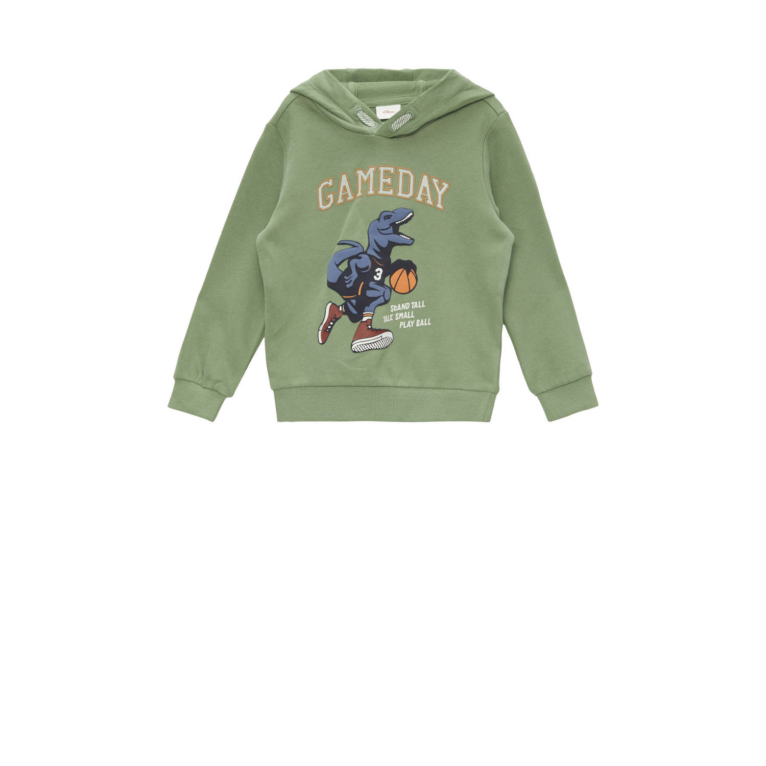 S.Oliver hoodie met printopdruk groen Sweater Jongens Katoen Capuchon Printopdruk 104 110