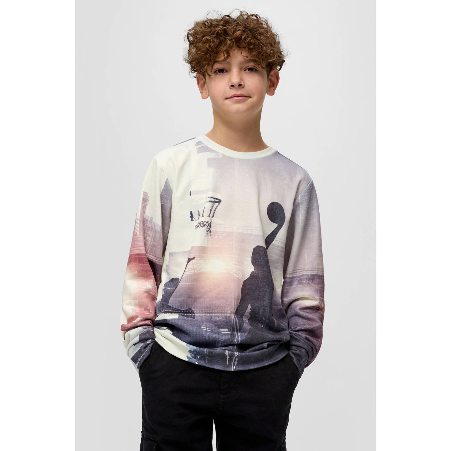 S.Oliver sweater met all over print ecru Jongens Polyester Ronde hals All over print 146 152