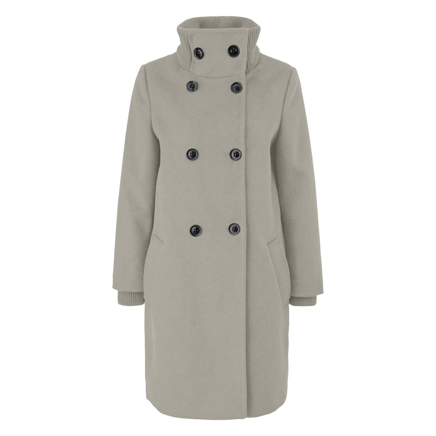 S.Oliver BLACK LABEL Regular fit lange wollen jas met geribde opstaande kraag
