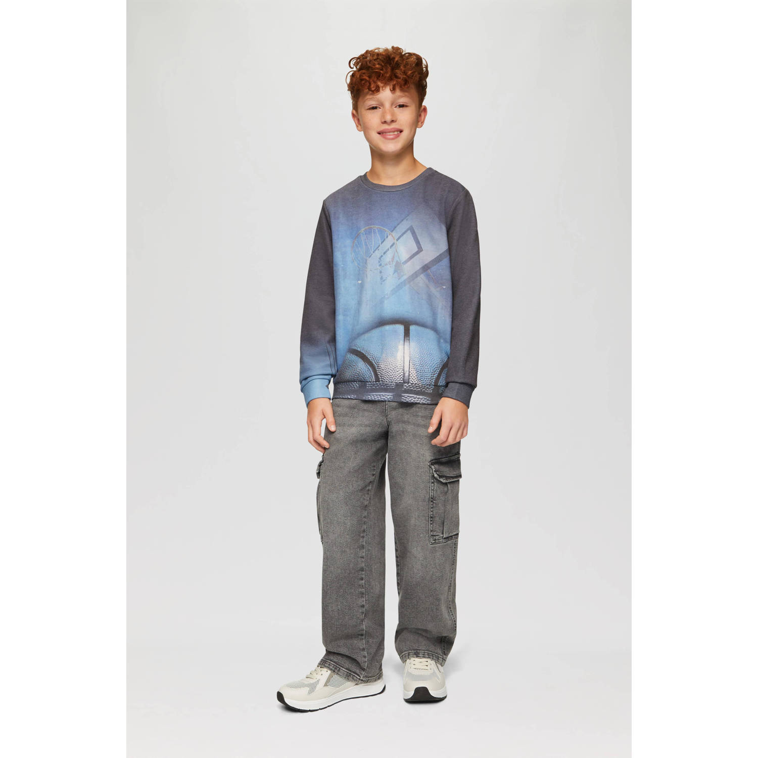 s.Oliver sweater met all over print lichtblauw