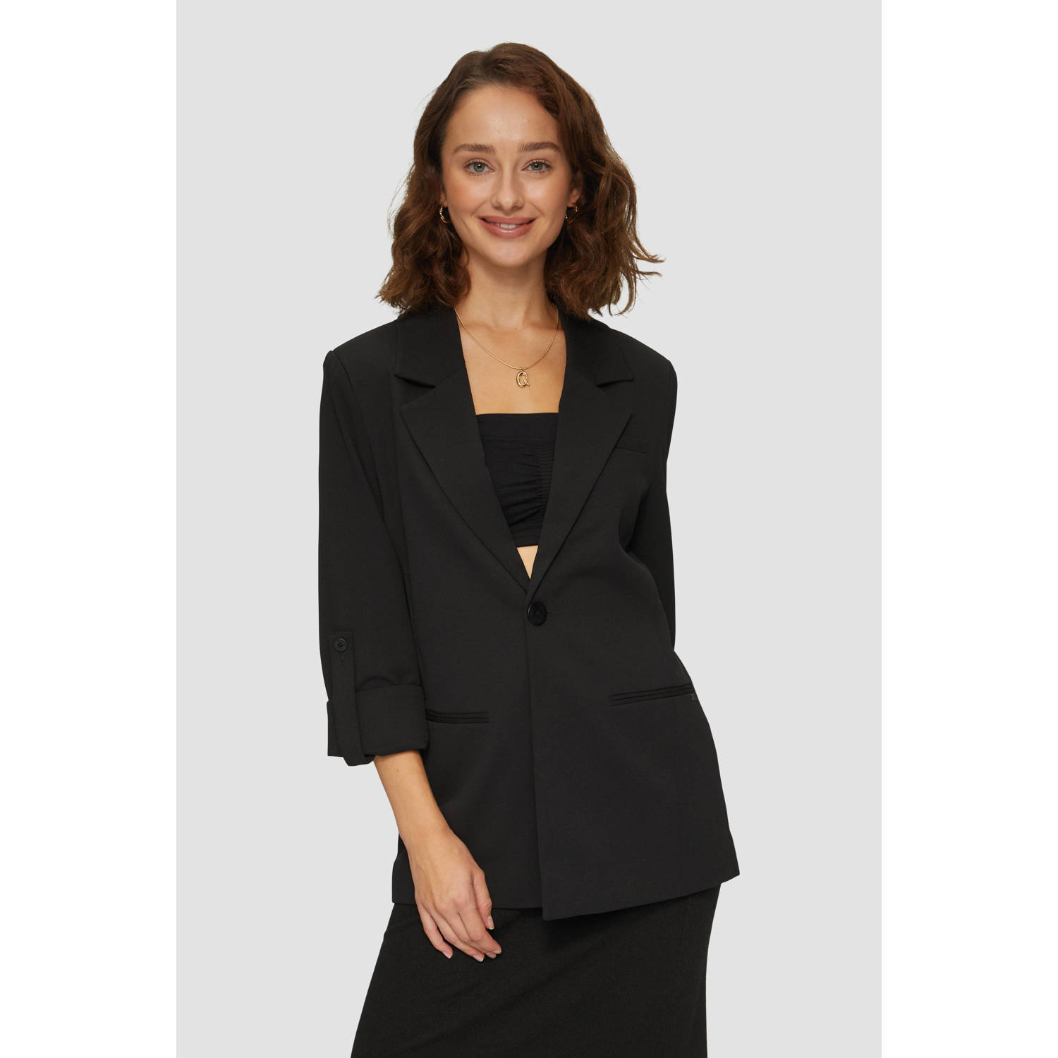 Q S by s.Oliver rechtvallende blazer zwart