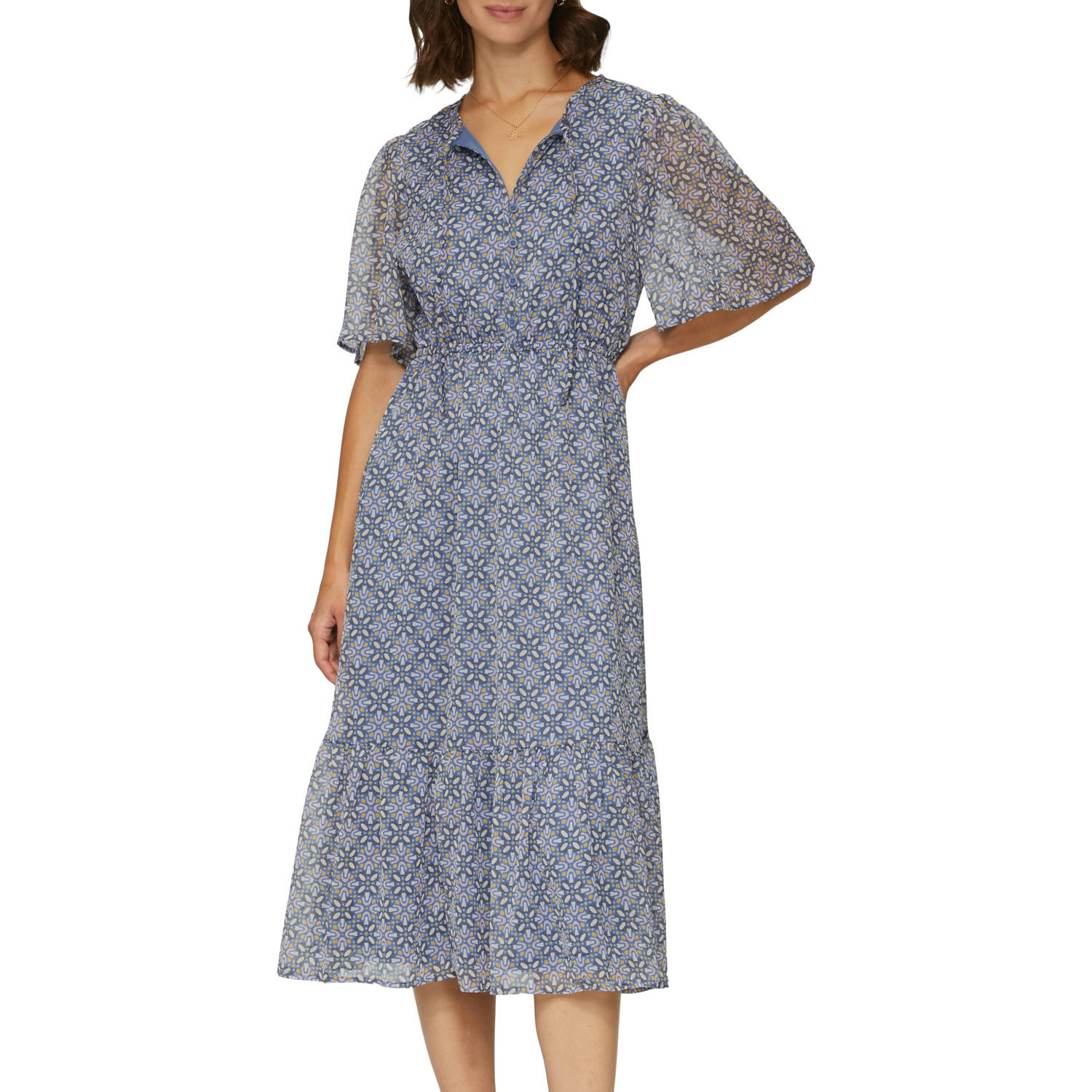 Q S by s.Oliver jurk met grafische print blauw