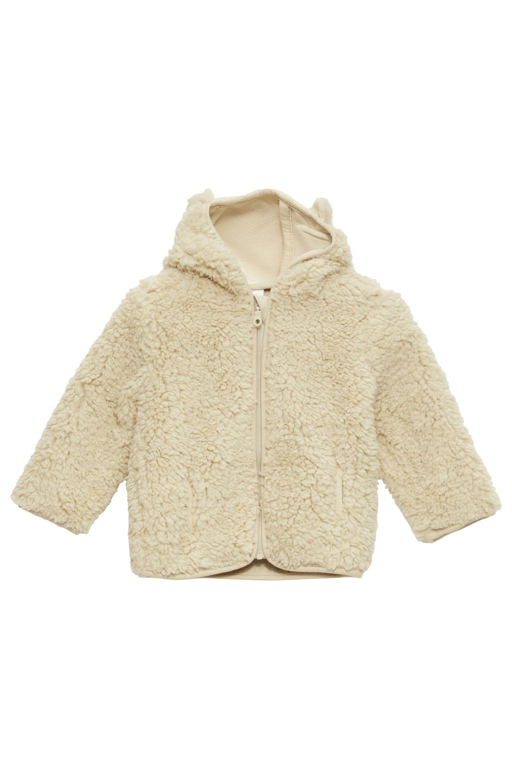 Beige meisjes s.Oliver baby teddy tussenjas van polyester met effen, lange mouwen, capuchon en ritssluiting