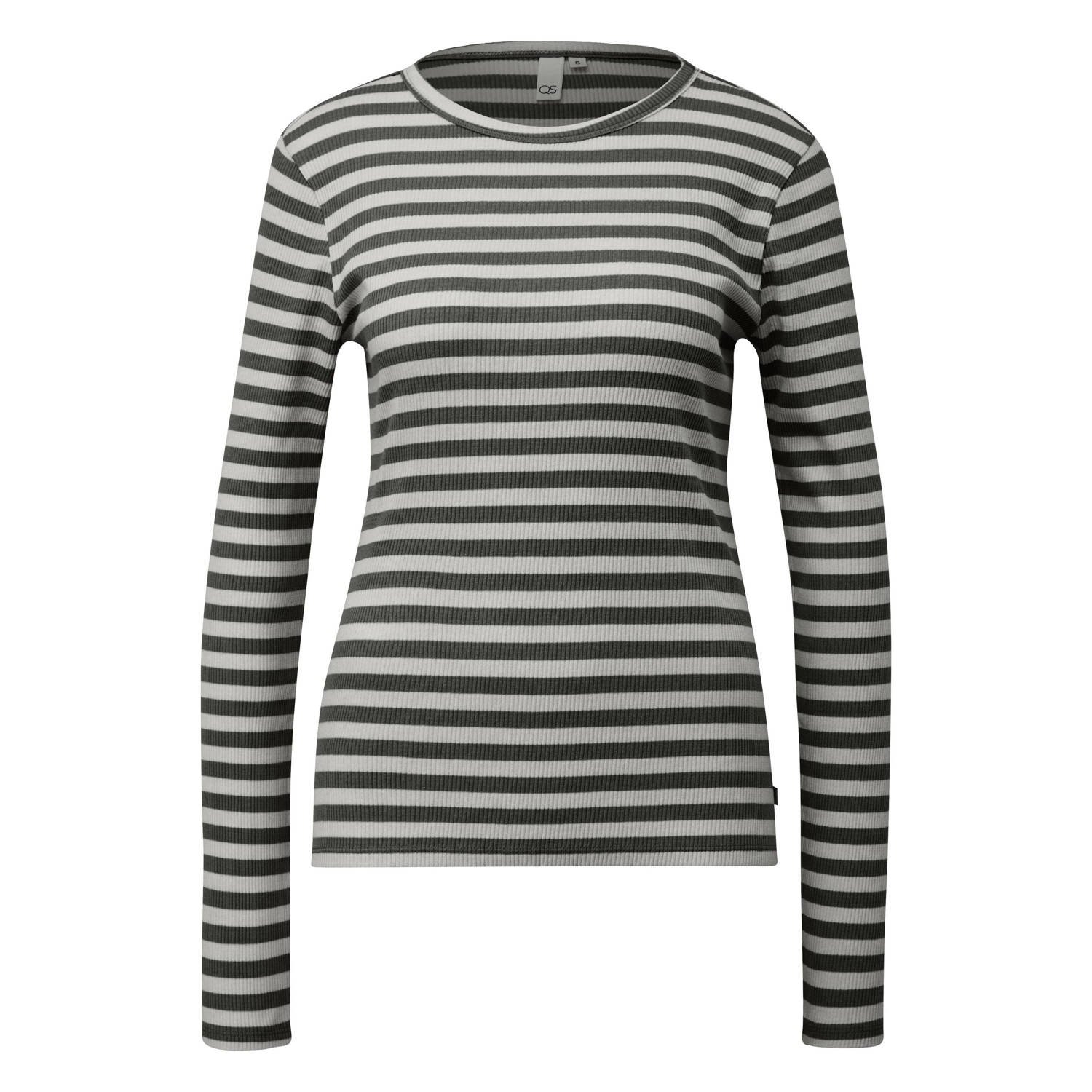 Q S by s.Oliver gestreepte longsleeve grijs ecru