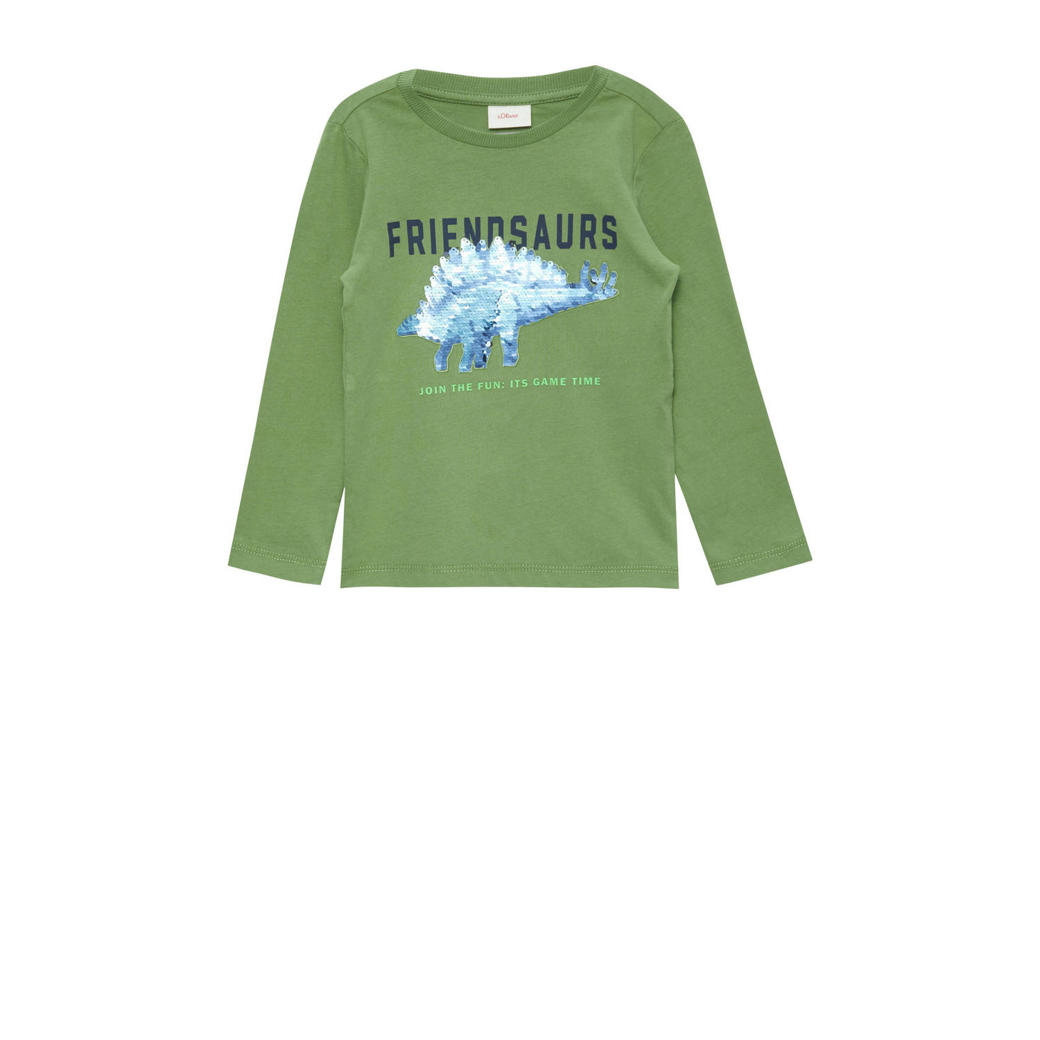 S.Oliver longsleeve met printopdruk groen Jongens Katoen Ronde hals Printopdruk 116 122
