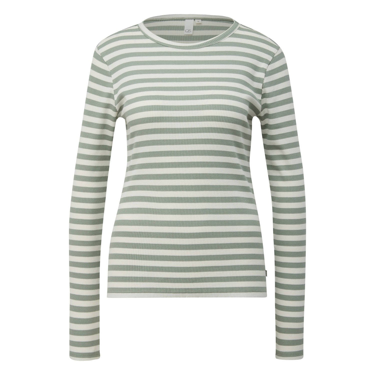 Q S by s.Oliver gestreepte longsleeve lichtgroen ecru