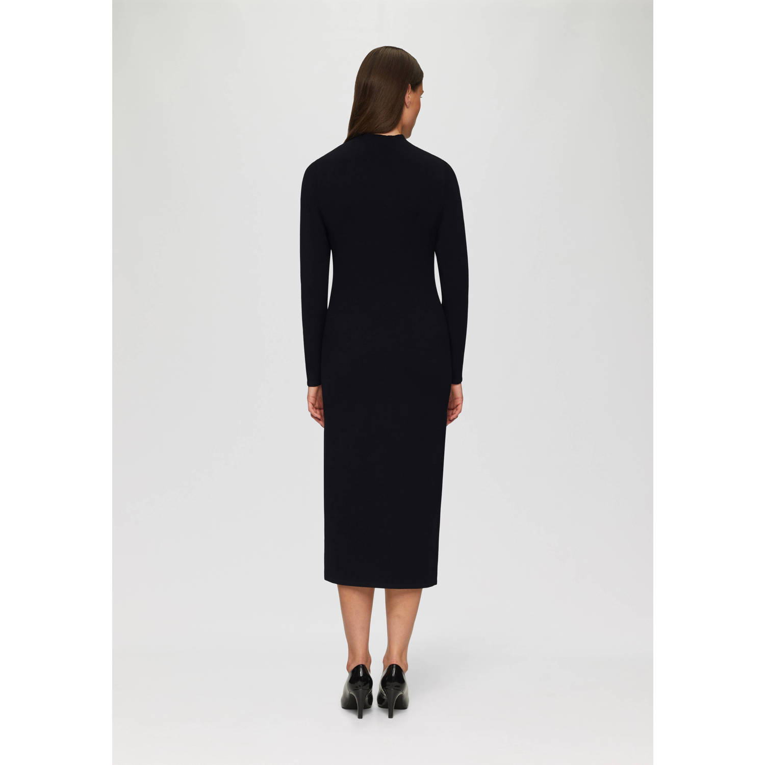 s.Oliver BLACK LABEL fijngebreide bodycon jurk zwart