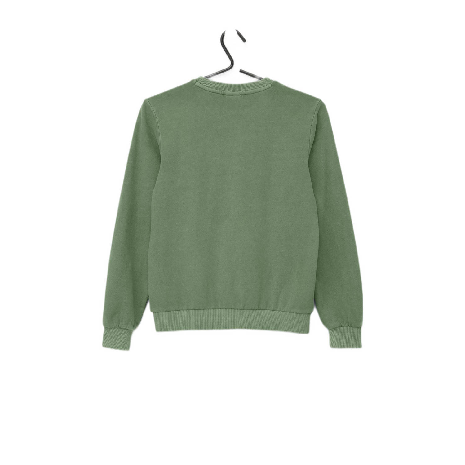 s.Oliver sweater met printopdruk olijfgroen blauw wit