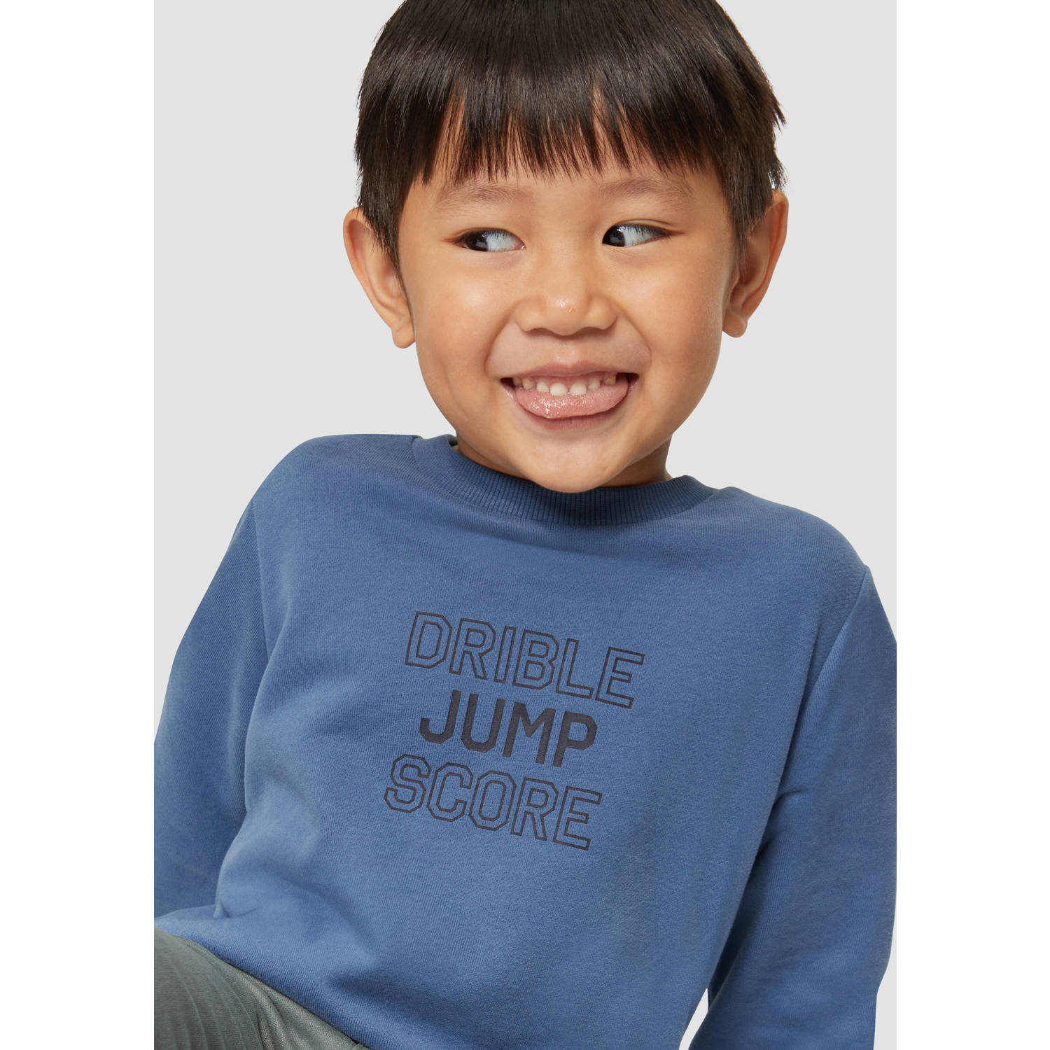 s.Oliver sweater met tekst lichtblauw