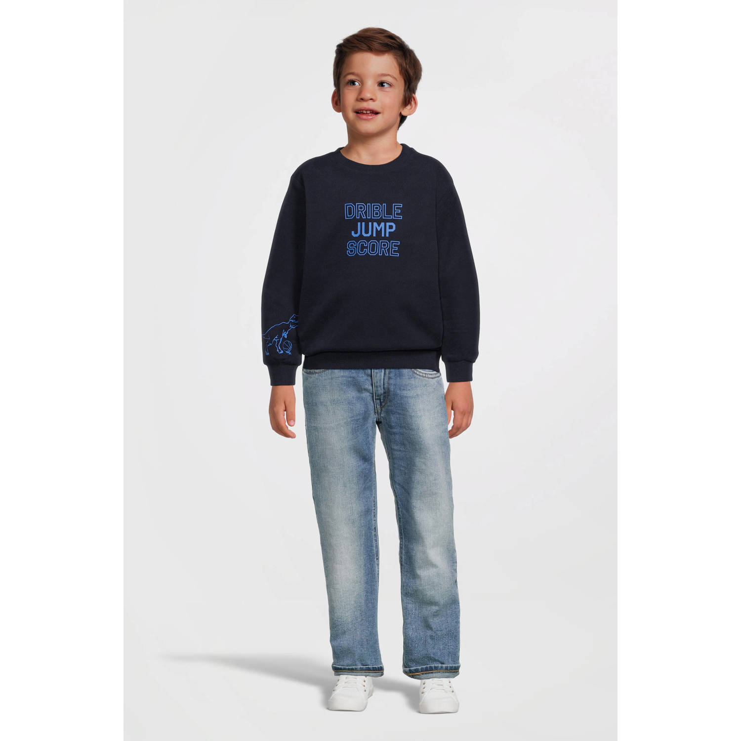 s.Oliver sweater met tekst marine
