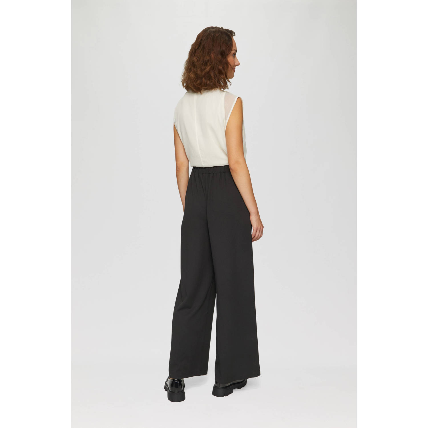 Q S by s.Oliver high waist wide leg broek zwart