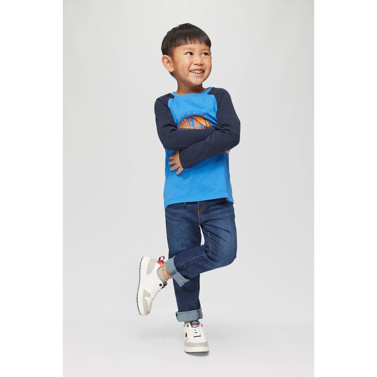 s.Oliver longsleeve met printopdruk blauw