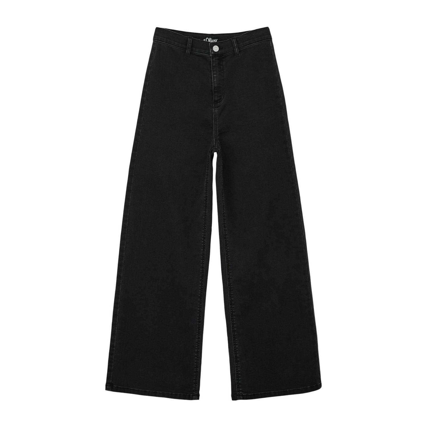 S.Oliver high waist wide leg jeans black denim Zwart Meisjes Stretchdenim 134