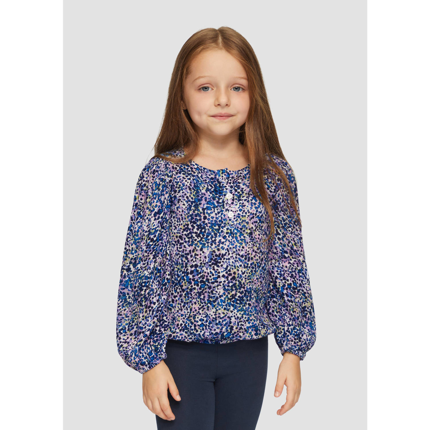 S.Oliver top met all over print multicolor Meisjes Viscose Ronde hals All over print 116 122