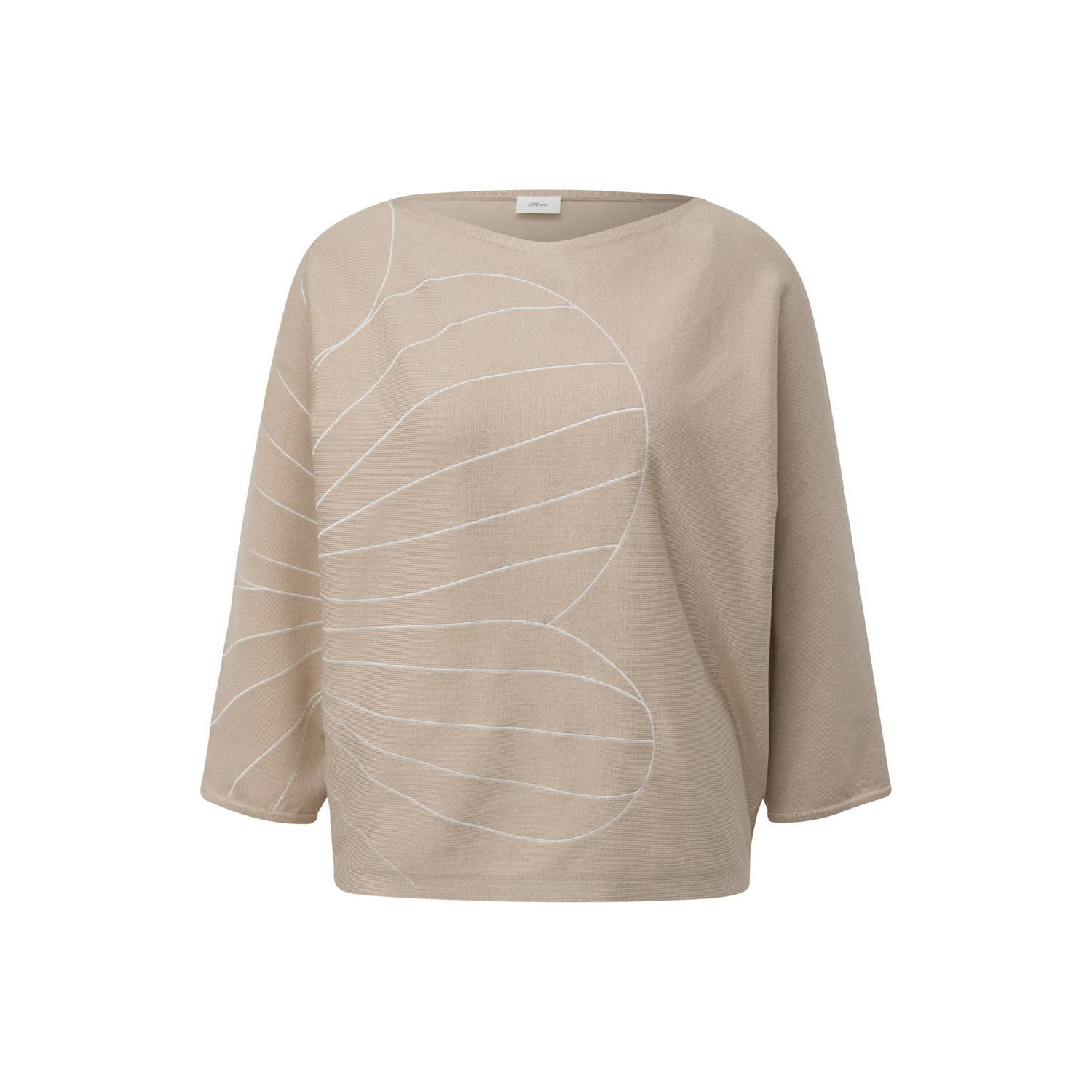 S.Oliver BLACK LABEL fijngebreide trui met all over print beige