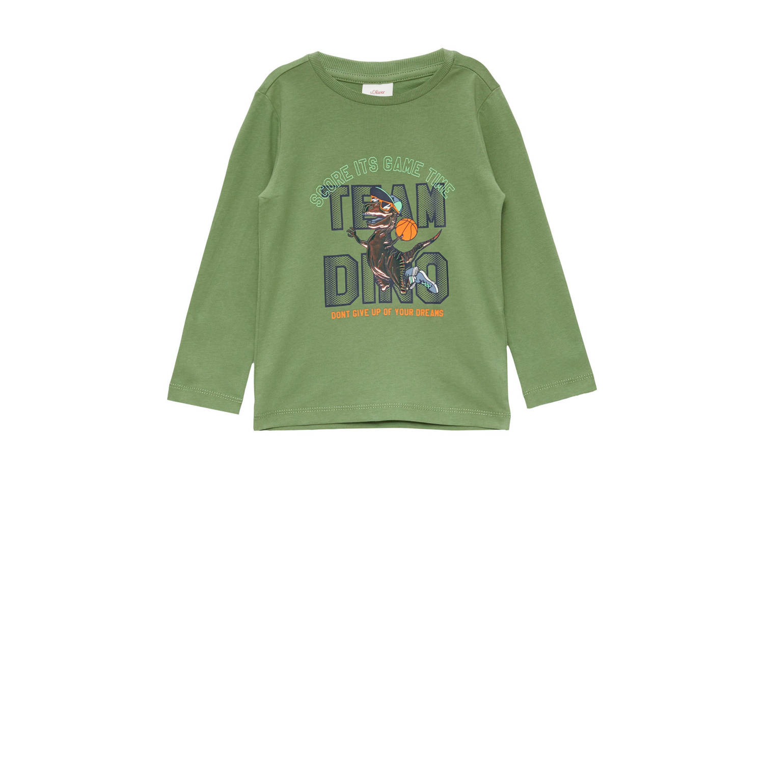 S.Oliver longsleeve met printopdruk groen Jongens Katoen Ronde hals Printopdruk 116 122