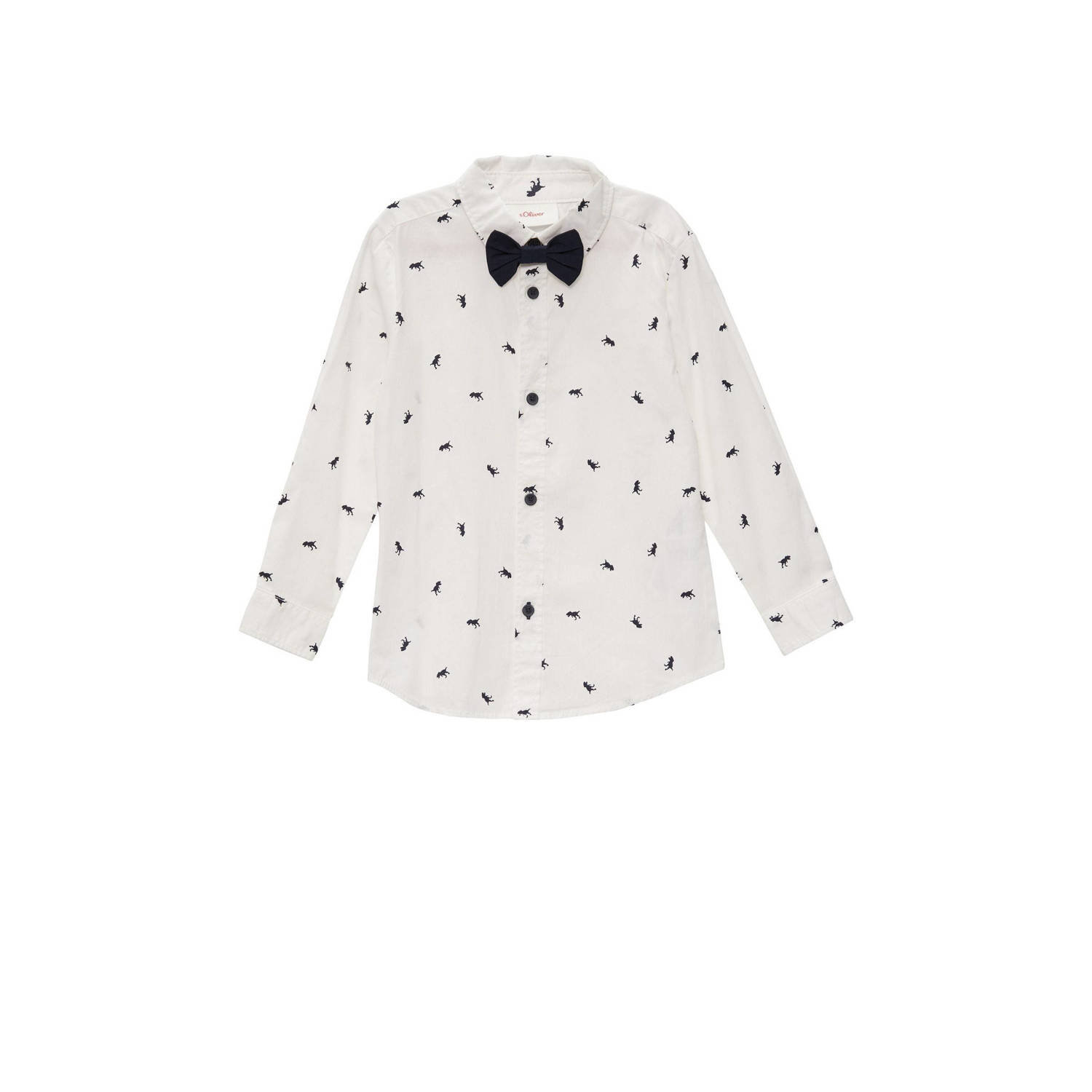 S.Oliver overhemd met all over print wit blauw