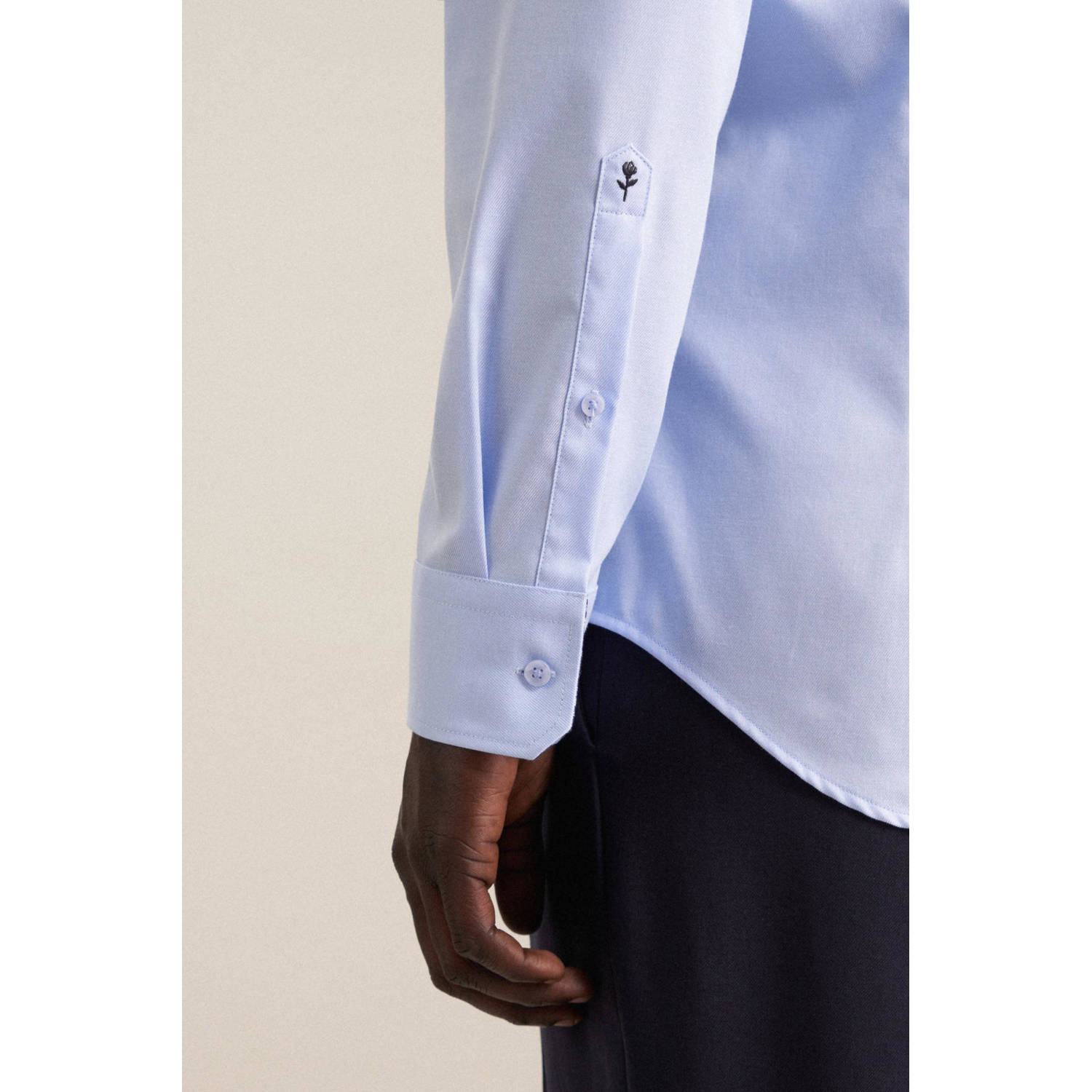 Seidensticker slim fit strijkvrij overhemd lichtblauw