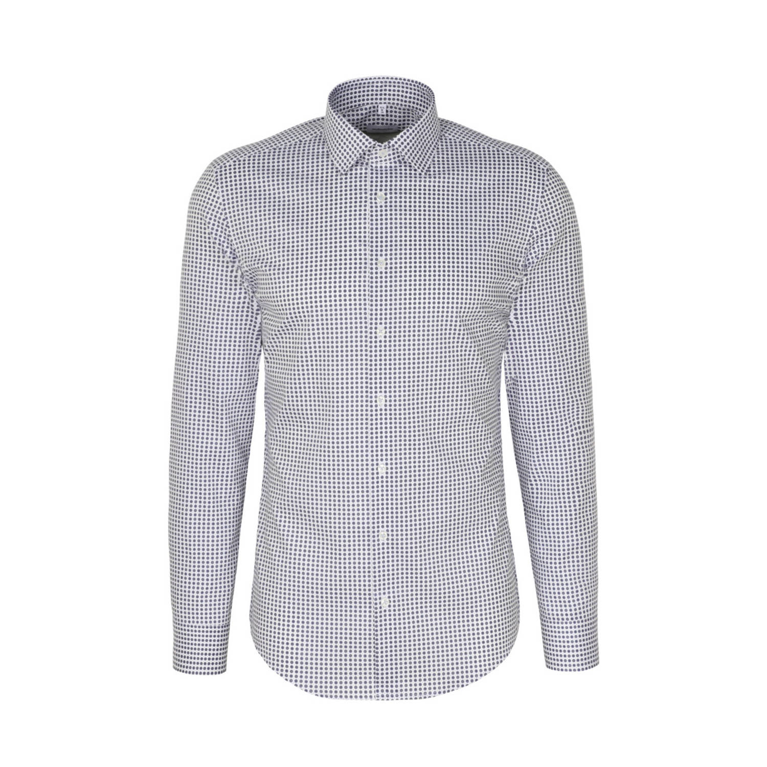 Seidensticker slim fit overhemd met all over print blauw