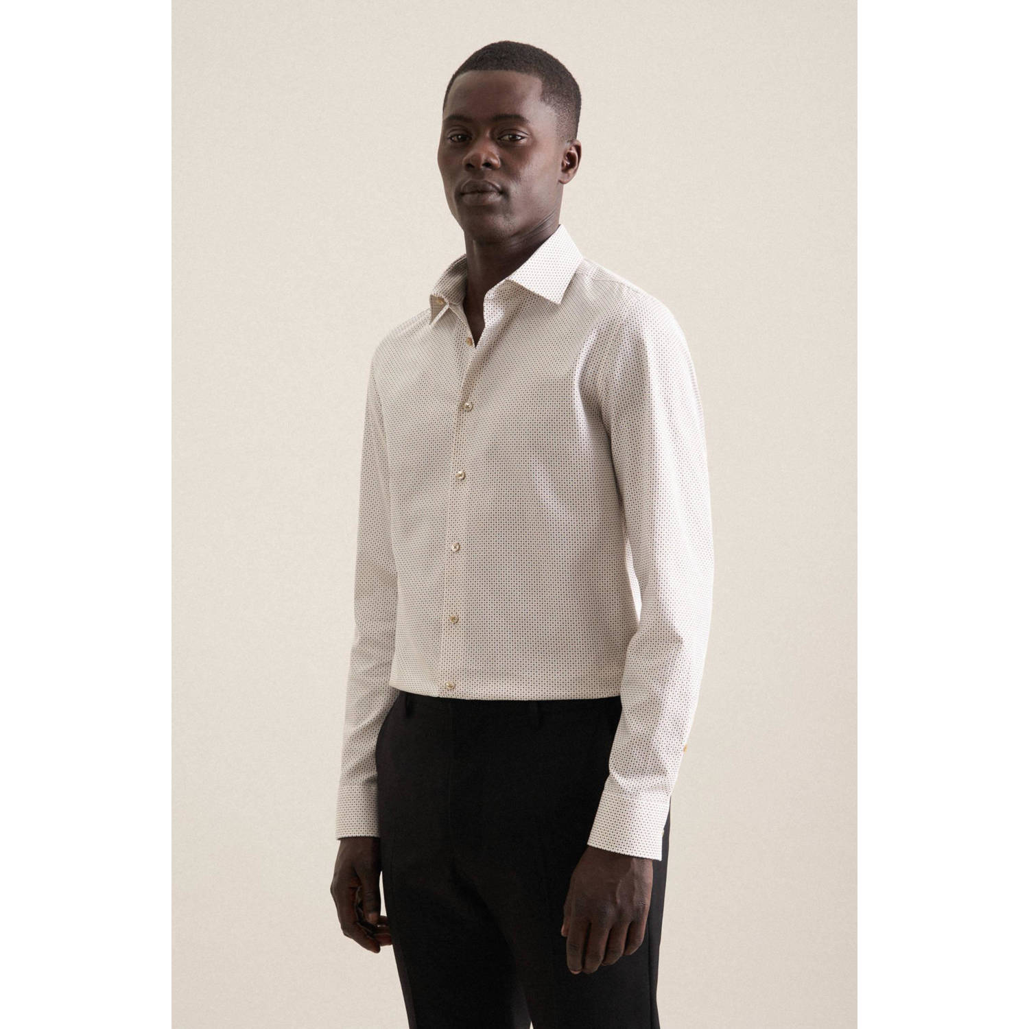 Seidensticker slim fit overhemd met all over print wit