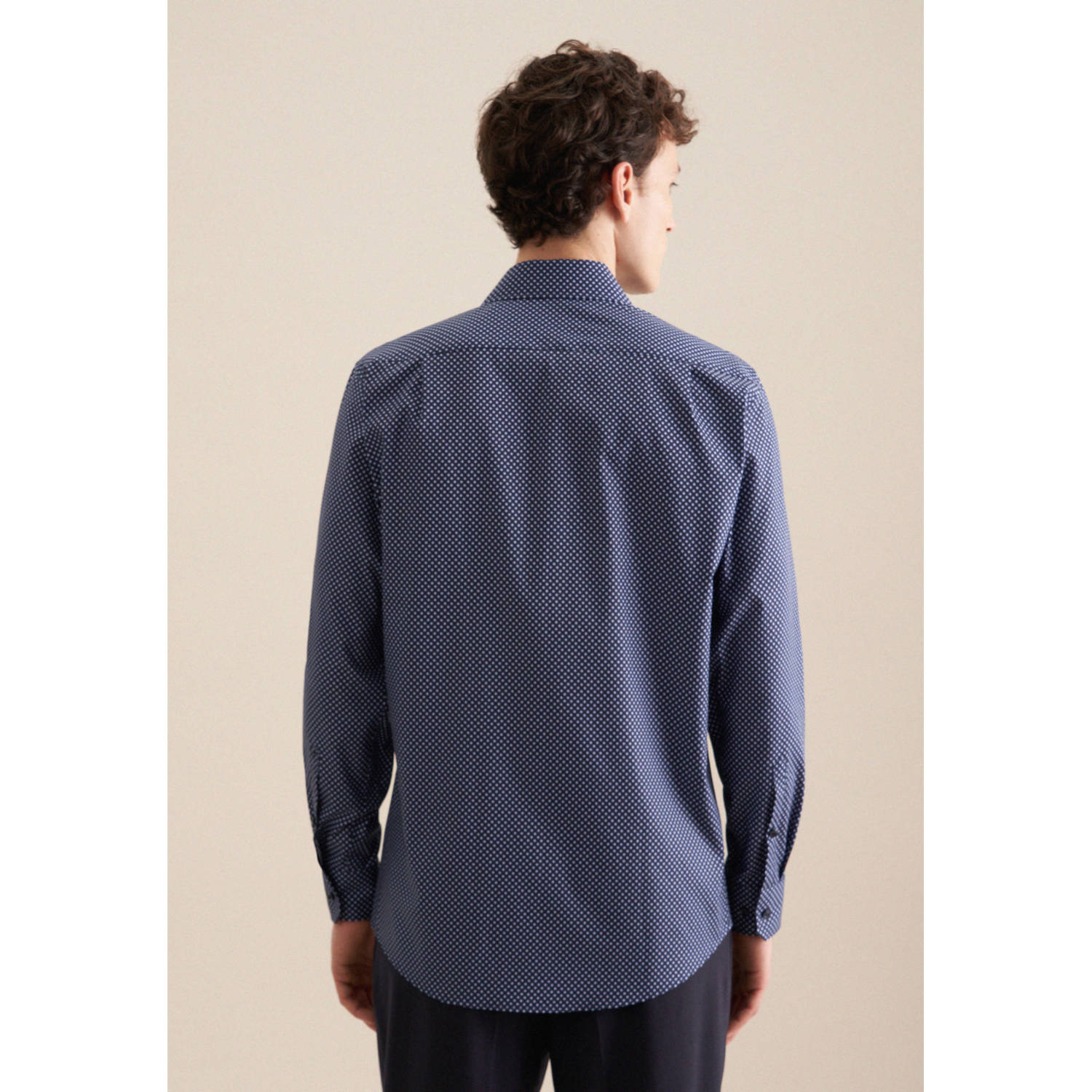Seidensticker overhemd met printopdruk donkerblauw