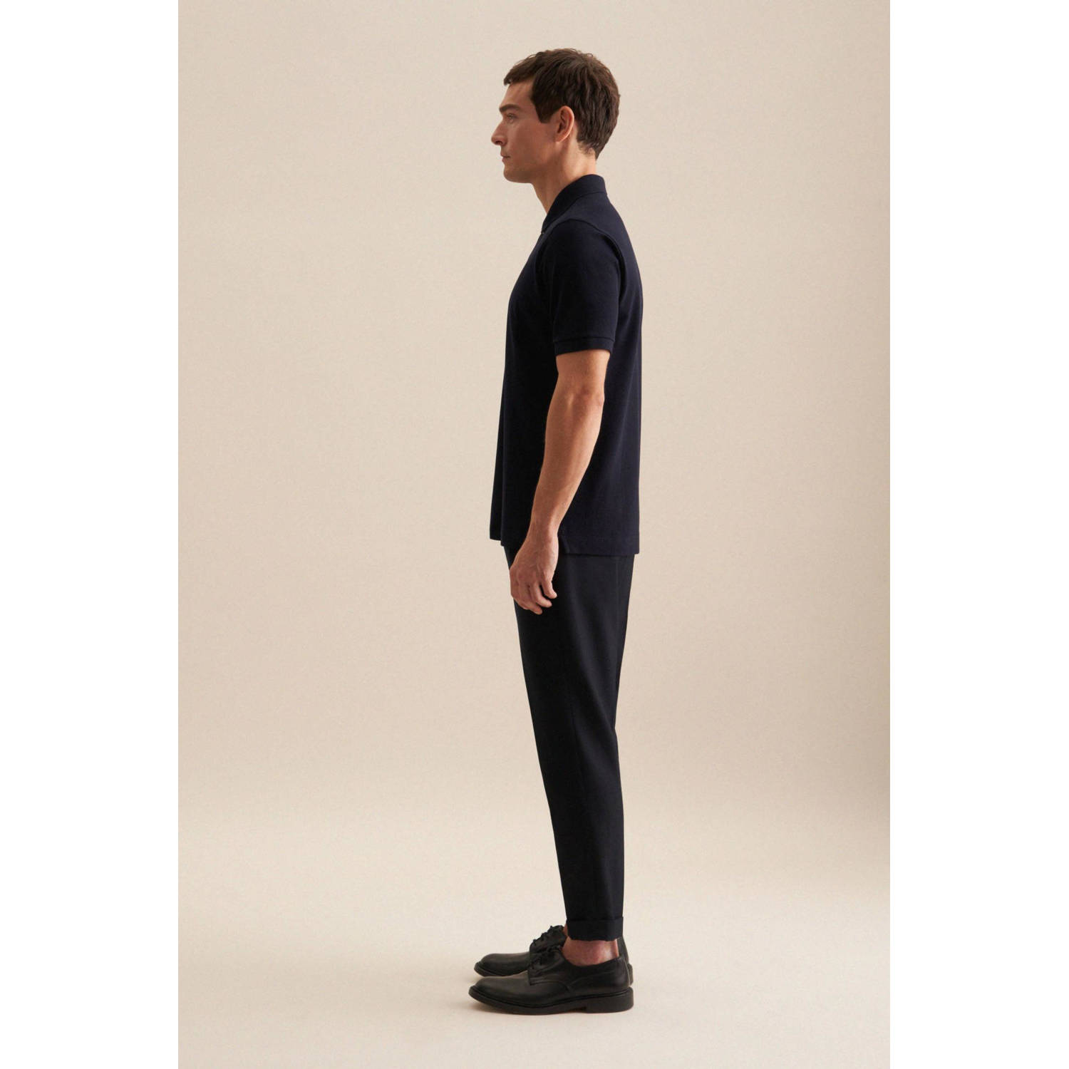 Seidensticker regular fit polo donkerblauw