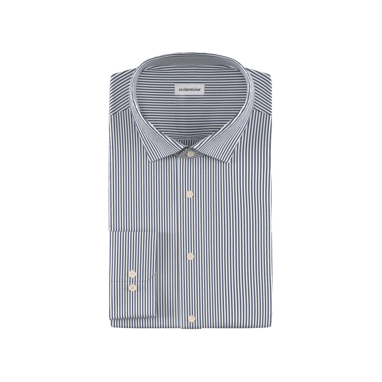 Seidensticker gestreept slim fit overhemd donkerblauw