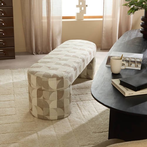 NOUS Living eetkamerbank Nice 145 cm - Beige patroon