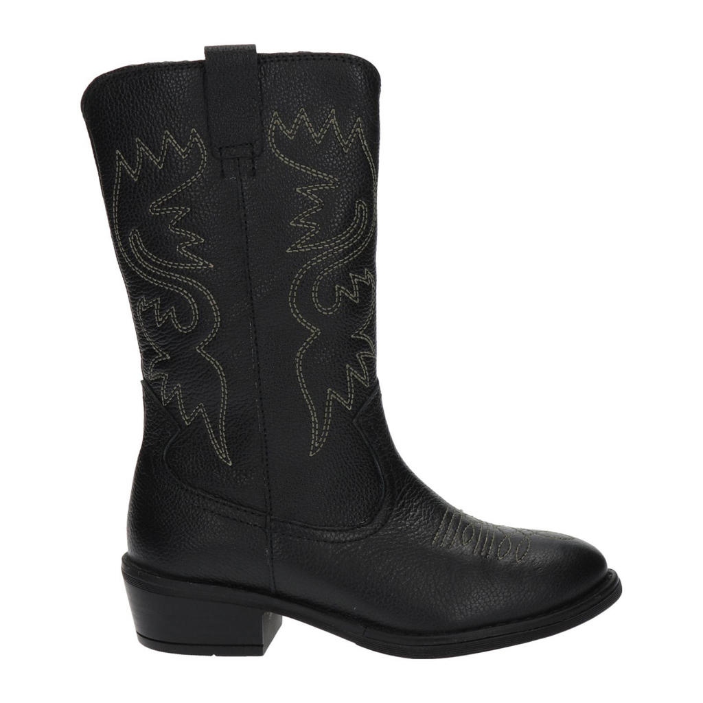 Zwarte meisjes Nelson Kids leren cowboylaarzen met ritssluiting